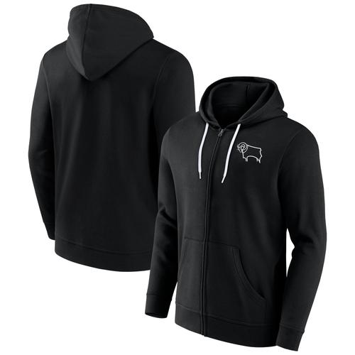 Derby County Essentials Small Crest Full Zip Hoodie – Schwarz – Herren