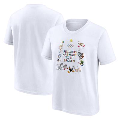 The Olympic Collection x Looney Tunes Collage Typografie Grafik-T-Shirt vorne und hinten – Weiß – Damen Image