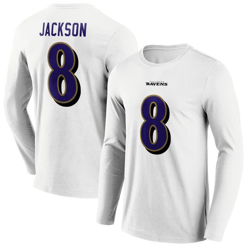 Baltimore Ravens Road Name & Number Langarm-T-Shirt - Lamar Jackson - Herren