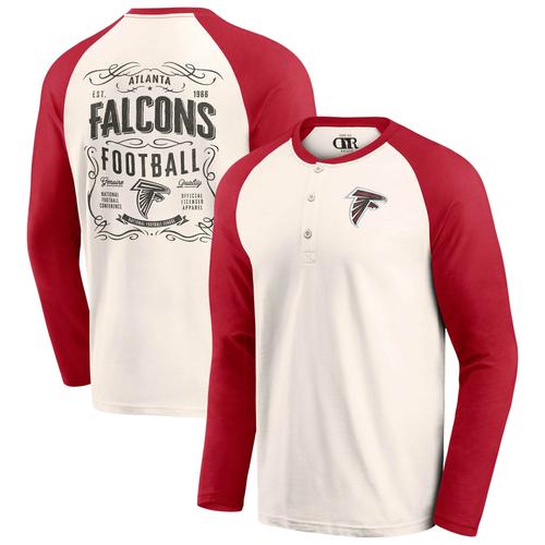 Creme/Rot Atlanta Falcons Raglan Henley-T-Shirt für Herren aus der Darius Rucker Collection von Fanatics