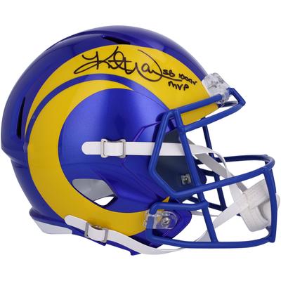 Von Kurt Warner signierter Speed-Replika-Helm der Los Angeles Rams mit der Aufschrift „SB XXXIV MVP“ Image