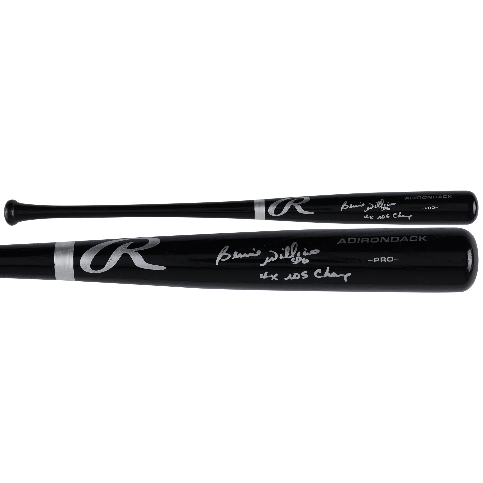 "Von Bernie Williams, New York Yankees, signierter schwarzer Rawlings Pro Model-Schläger mit „4x WS Champ“-Aufschrift" Image