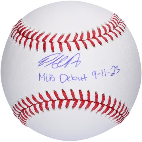 Von Pete Crow-Armstrong signierter Baseball der Chicago Cubs mit der Aufschrift „MLB Debut 11“