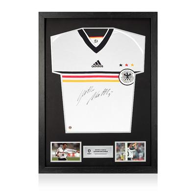 UEFA 2024 Lothar Matthäus auf der Rückseite signiert und als Held Gerahmtes modernes deutsches Heimtrikot Image