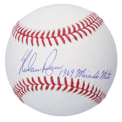 Von Nolan Ryan signierter Rawlings-Baseball der New York Mets mit der Aufschrift „1969 Miracle Mets“ Image