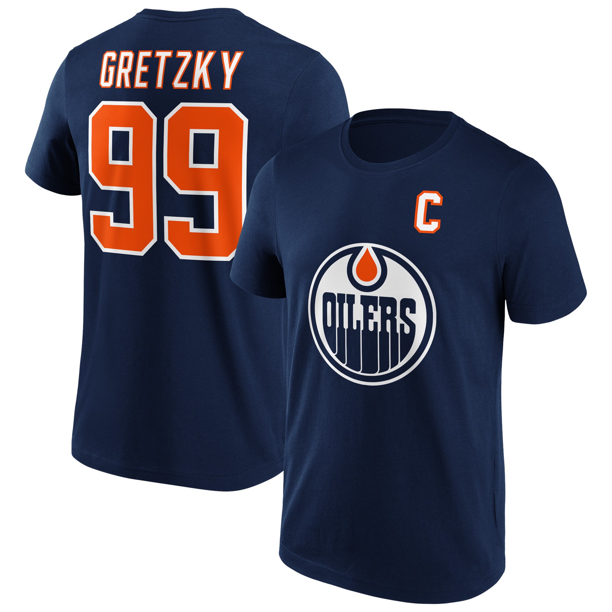 Edmonton Oilers Fanatics Branded Iconic Name & Number Graphic T-Shirt - Navy - Gretsky 99 - Herren Image