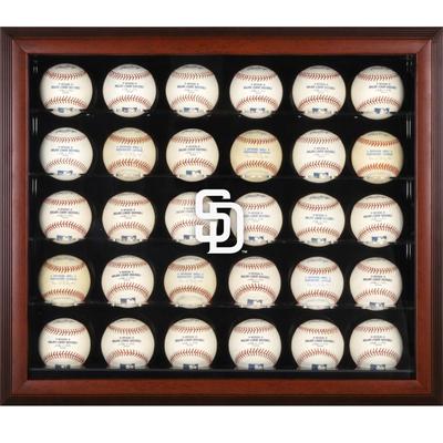 Vitrine für 30 Bälle mit San Diego Padres-Logo, Mahagonirahmen Image