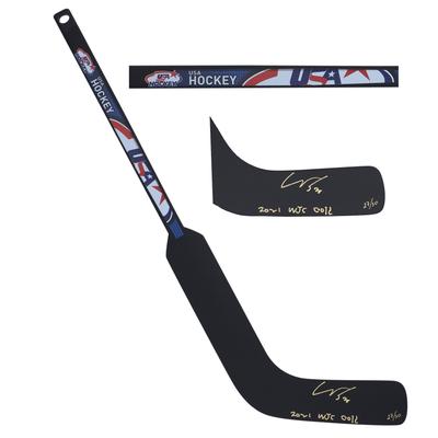 Signierter Mini-Composite-Torwartschläger von Spencer Knight USA Hockey mit der Aufschrift „2021 WJC GOLD“ – limitierte Auflage von 30 Stück Image