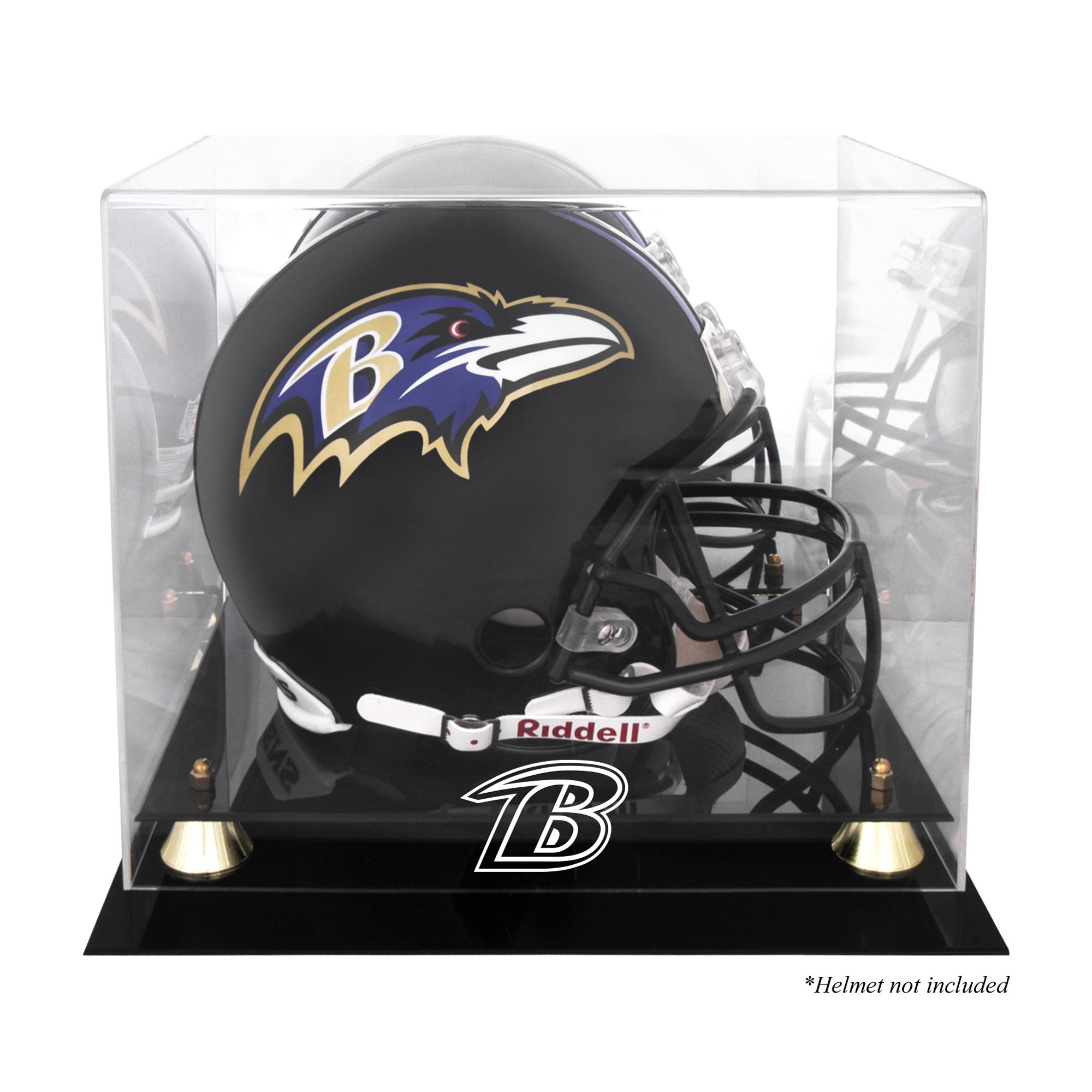 Goldener klassischer Helm-Vitrine der Baltimore Ravens mit verspiegelter Rückseite Image