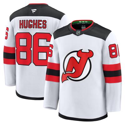 Jack Hughes – Weißes New Jersey Devils-Auswärts-Premiumtrikot für Herren von Fanatics Image