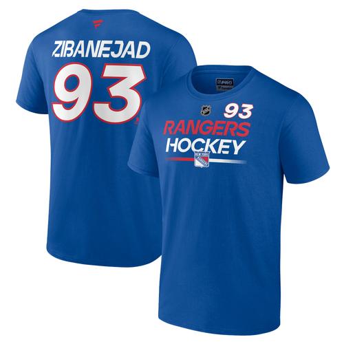 Mika Zibanejad New York Rangers Authentic Pro Prime T-Shirt mit Namen und Nummer für Herren, Blau