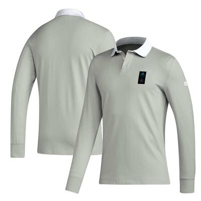 Graues adidas 2023 Player Charlotte FC Travel Langarm-Poloshirt für Herren Image