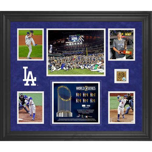 Gerahmte 5-Foto-Collage der Los Angeles Dodgers, Gewinner der MLB World Series 2020, mit einer Kapsel aus beim Spiel verwendetem World Series-Sand – Limitierte Auflage von 500 Stück – Zweite Ausgabe