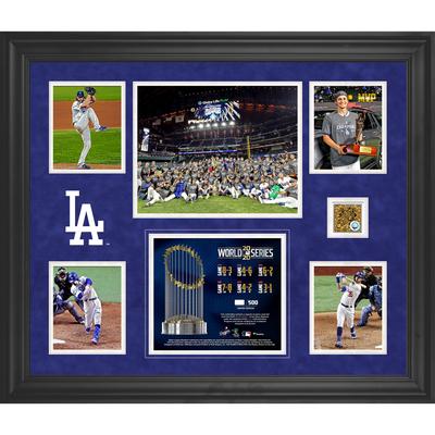 Gerahmte 5-Foto-Collage der Los Angeles Dodgers, Gewinner der MLB World Series 2020, mit einer Kapsel aus beim Spiel verwendetem World Series-Sand – Limitierte Auflage von 500 Stück – Zweite Ausgabe Image