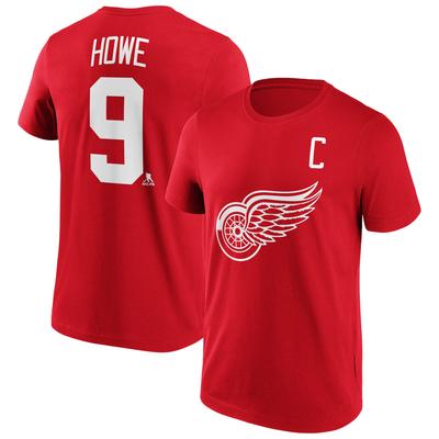 Detroit Red Wings Fanatics Branded Iconic Name & Number Graphic T-Shirt - Rot - Howe - Herren Image