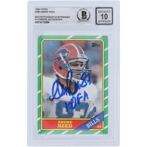 Andre Reed Buffalo Bills signiert 1986 Topps #388 Beckett Fanatics bezeugt authentifiziert 10 Rookie-Karte mit 