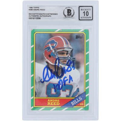 Andre Reed Buffalo Bills signiert 1986 Topps #388 Beckett Fanatics bezeugt authentifiziert 10 Rookie-Karte mit "HOF 14" Inschrift Image