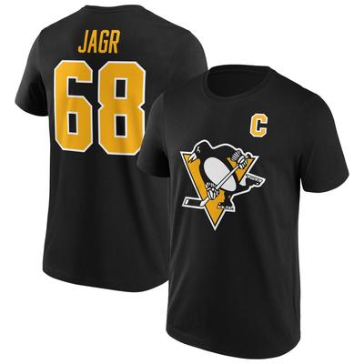 Pittsburgh Penguins Fanatics Branded Iconic Name & Number Graphic T-Shirt - Schwarz - Jager - Herren Image