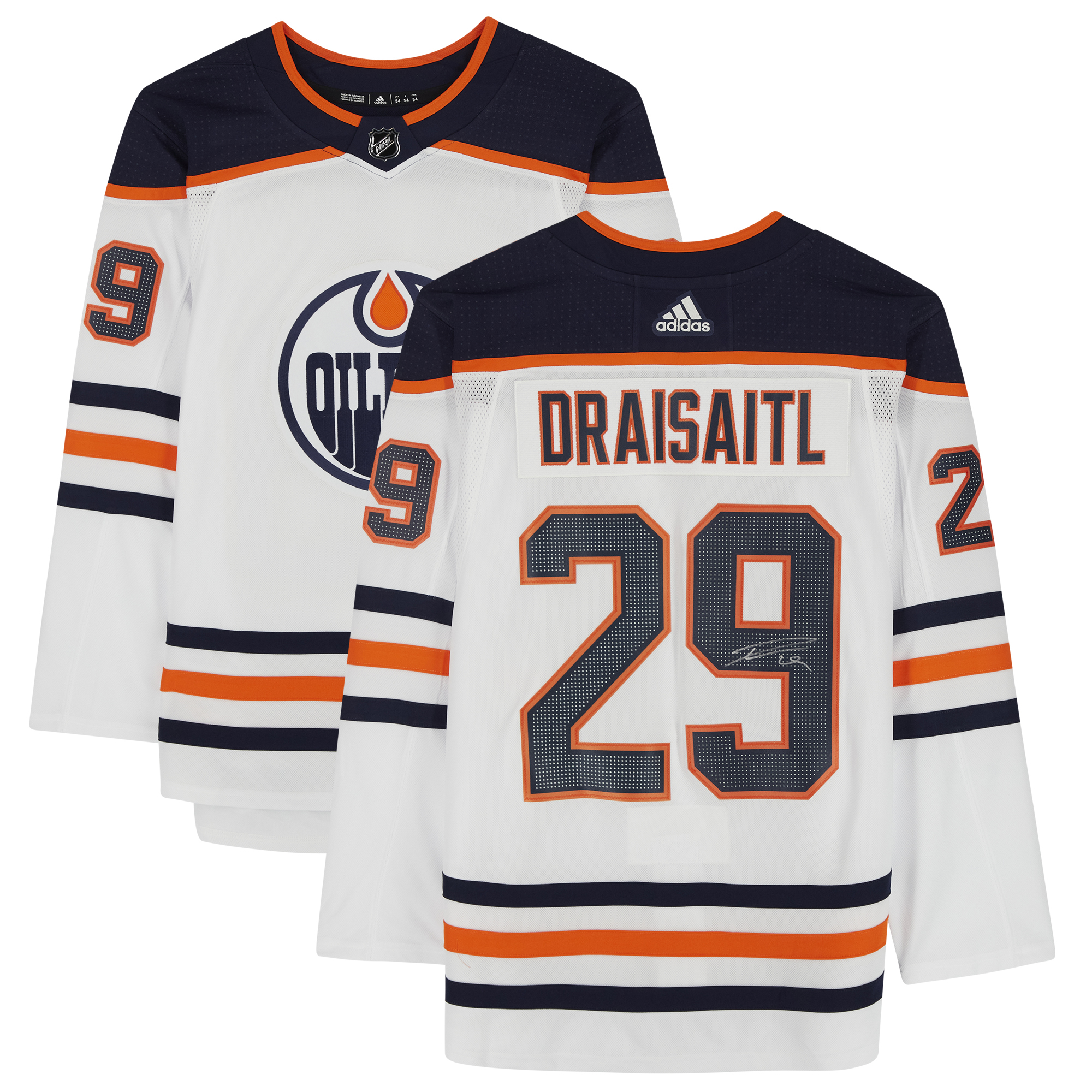 Leon Draisaitl – Edmonton Oilers – Signiertes weißes Adidas-Authentiktrikot Image