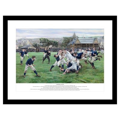England-Rugby-A-Fußballspiel-Druck – montiert und gerahmt – 76,2 x 50,8 cm großer Druck im 86,4 x 61 cm großen schwarzen Vaneer-Rahmen Image