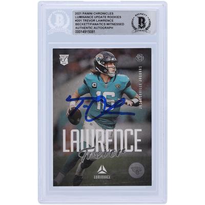 Trevor Lawrence Jacksonville Jaguars signierte 2021 Panini Chronicles Luminance #201 Beckett Fanatics bezeugte authentifizierte Rookie-Karte Image