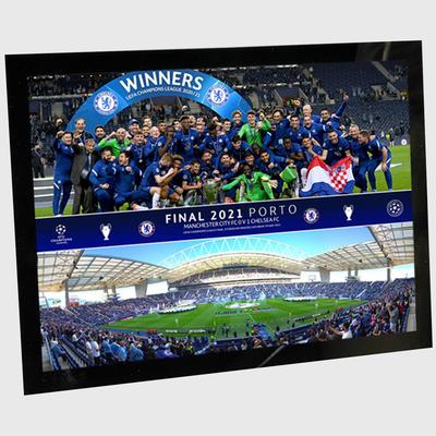 Chelsea UCL 2021 Champions Celebration Montage Glasrahmen – 20,3 x 15,2 cm Image