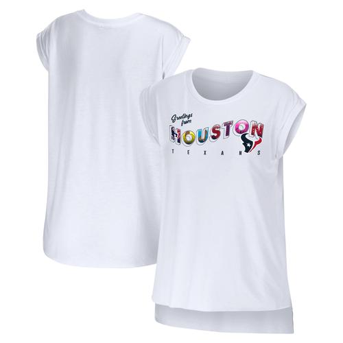 Damenbekleidung von Erin Andrews Weißes Houston Texans Greetings From Muscle T-Shirt