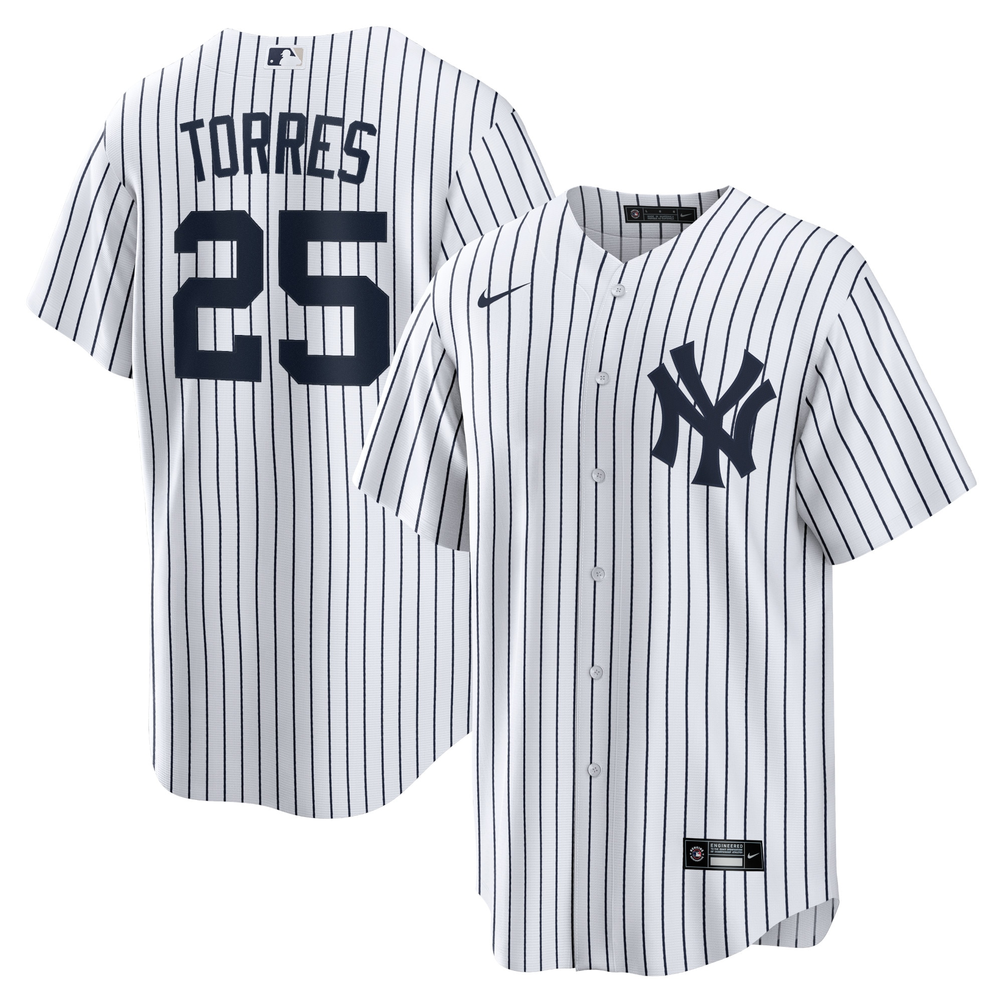 New York Yankees Nike Official Replica Home Jersey - Mens with Torres 25 printing Image