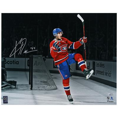 Kirby Dach Montreal Canadiens signiertes 16" x 20" rotes Trikot-Jubiläumsfoto Image