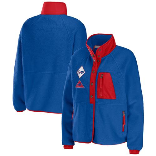 Damenbekleidung von Erin Andrews Royal Buffalo Bills Polar Fleece Raglan Full-Snap Jacke