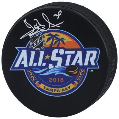 Henrik Lundqvist New York Rangers signierter 2018 NHL All-Star Game Logo-Puck Image