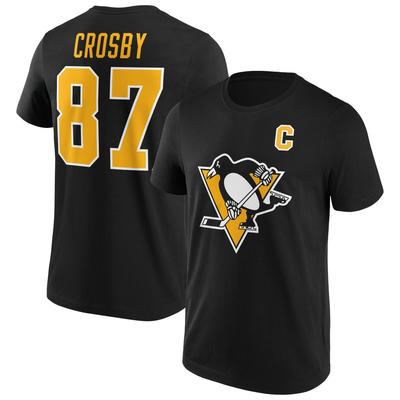 Pittsburgh Penguins Fanatics Branded Iconic Name & Number Graphic T-Shirt - Schwarz - Crosby 87 - Herren Image