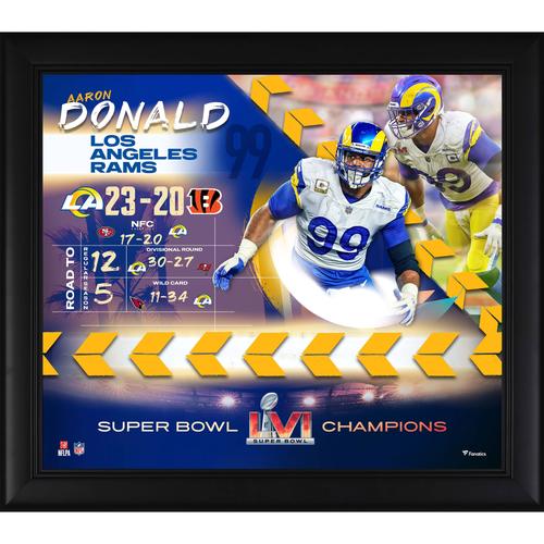 Aaron Donald, Los Angeles Rams, Super Bowl LVI Champions, gerahmte Collage, 38,1 x 43,2 cm