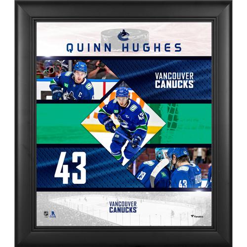 Quinn Hughes Vancouver Canucks Gerahmte Collage mit genähten Sternen, 15 x 17 Zoll