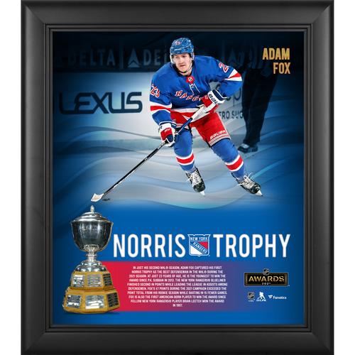 Adam Fox New York Rangers – Gerahmte Collage mit Gewinner der Norris Trophy 2021, 38,1 x 43,2 cm