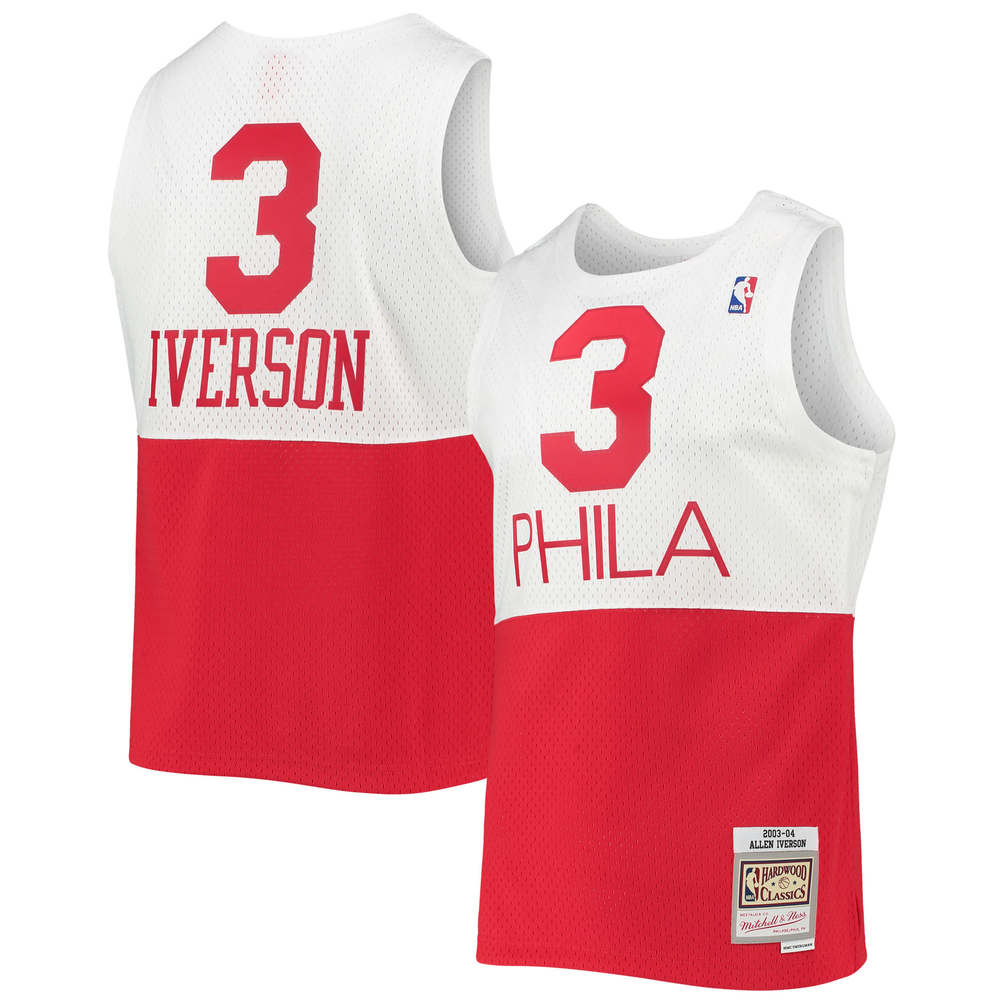Weißes Swingman-Trikot von Mitchell & Ness Allen Iverson für Herren, Philadelphia 76ers 2003/2004 Hardwood Classics Image
