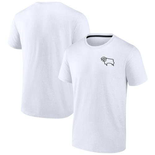 Derby County Essentials T-Shirt mit kleinem Wappen – Weiß – Herren