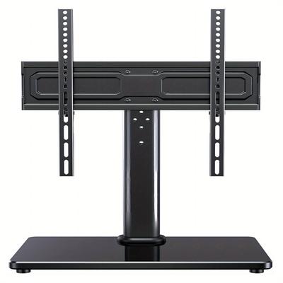 TEMU Universal Swivel Tv Stand For 24-60 Inch Tvs Up To 99 Lbs, Ideal For Living Rooms, Bedrooms, And Offices, 8 Height Adjustable Table Top Stand With Tempered Glass Base, Max 400x400mm