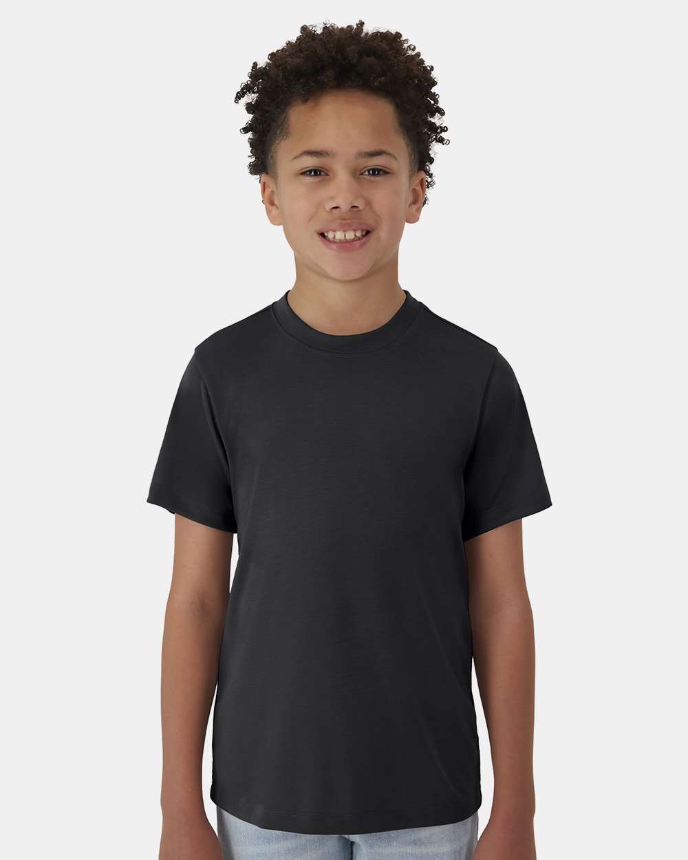 Hanes 484Y Youth Cool-Dri Cotton Touch T-Shirt in Black size XL | ring spun polyester jersey
