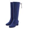 Schlupfstiefel LASCANA, Damen, Gr. 38, blau (navy), Textil, unifarben, modisch, Schuhe, Schlupfboots, Slouchy Boots, Slip-On, Stretch & Blockabsatz