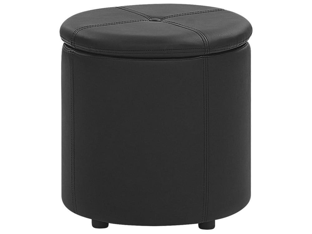 Pouf en cuir pu noir 38x40cm