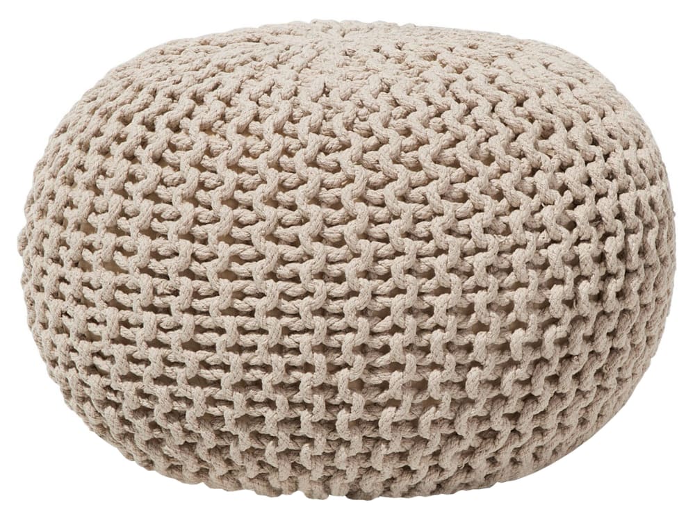 Pouf en tissu beige 40x25cm