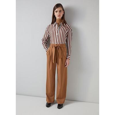 Ellis Cognac Multi Stripe Fluid Trouser Brown, Brown