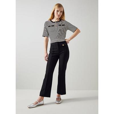 Soni Black Button-Detail Tailored Trousers, Black