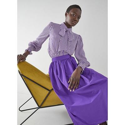 Emelia Purple and Cream Striped Blouse, Purple