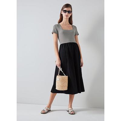 Serina Black Dress with LENZING ECOVERO viscose, Black White