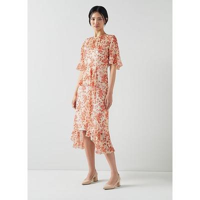 Thea Silk-Viscose Devoré Toile Print Dress, Red