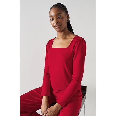Alex Red Square Neck Top with LENZING ECOVERO viscose Cherry, Cherry