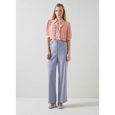 Gene Blue And White Stripe Cotton-Rich Trousers Blue White, Blue White