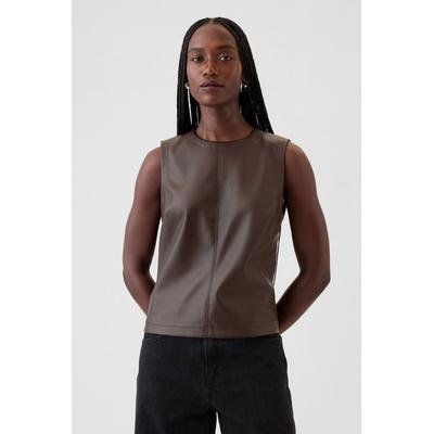 Gap Womens Brown Faux Leather Shell Vest Top - Brown